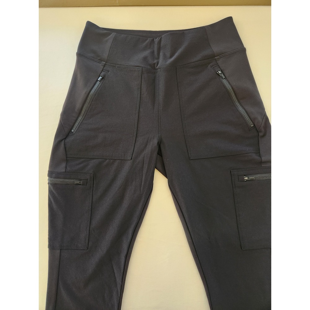 Athleta Black Mesh Cargo Athleisure Pants Size 6 Fitted Stretch Lightweight